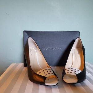 Taheri black and white perp shoe heels